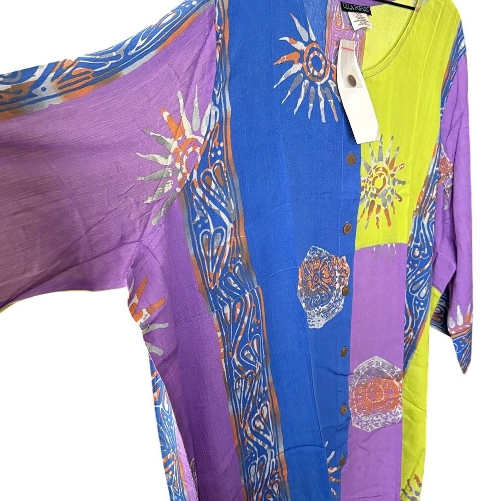 Ulla Popken Womens 24/26 Blue Green Purple Celestial Sun Caftan Dress New - Picture 3 of 5
